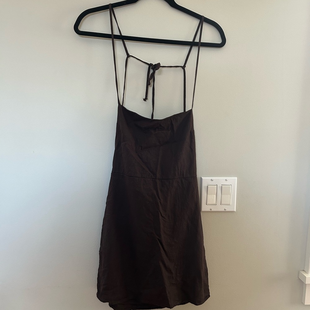 Urban Renewal Brown Linen Mini Dress